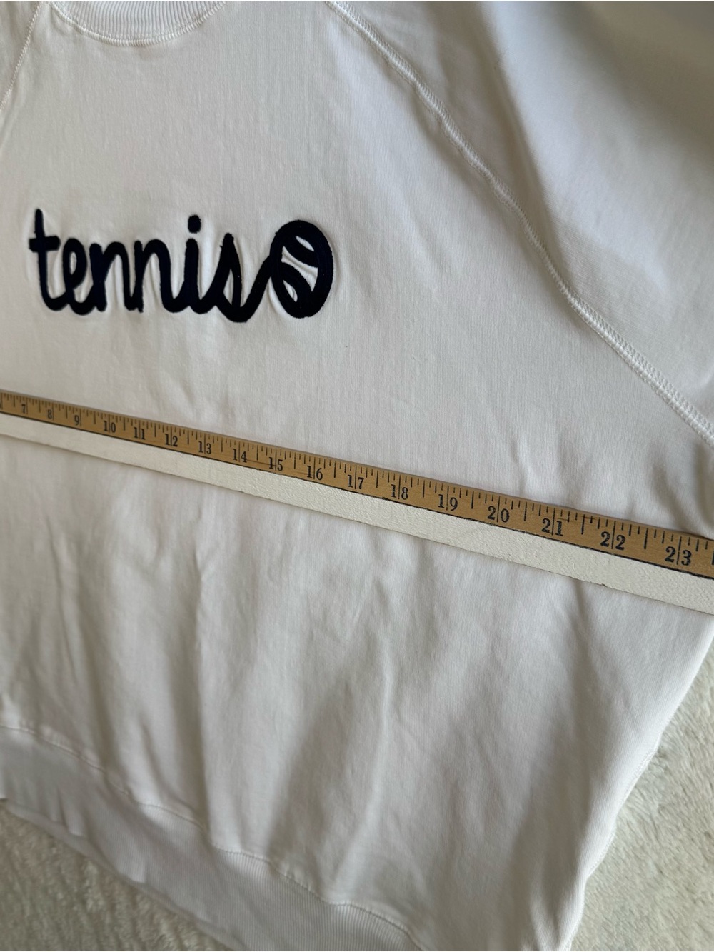 Ame & Lulu Tennis Sweatshirt Women's Large White Cotton Athleisure Preppy - Picture 7 of 9